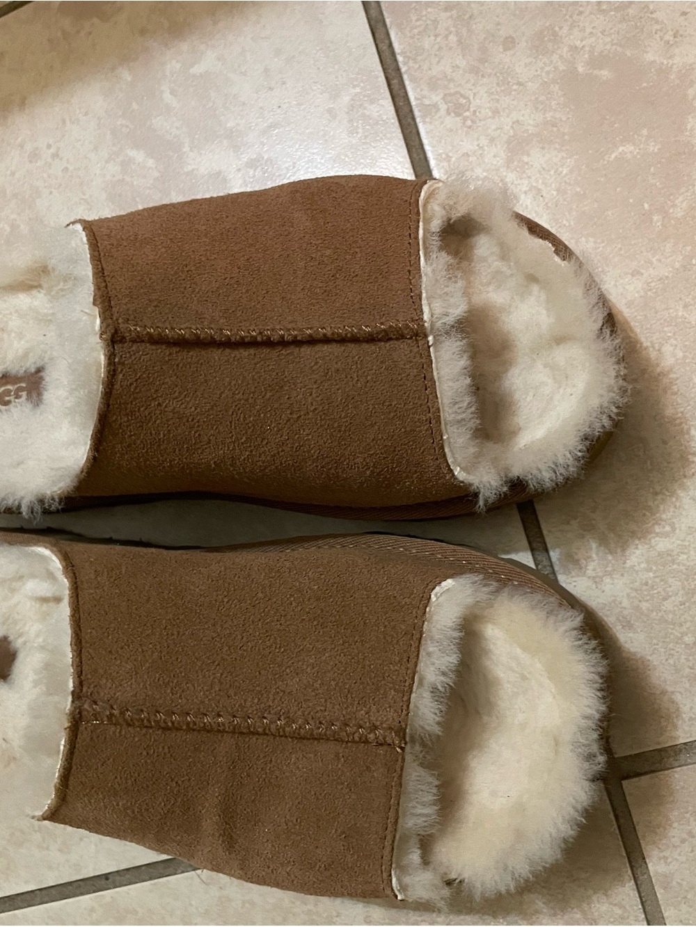 UGG Chestnut Suede Slip-On Shearling Slippers